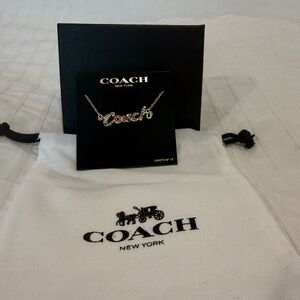 Coach Gold and Multicolor Logo Necklace